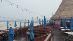 Sharky's Tiki Bar and beach on a rainy day